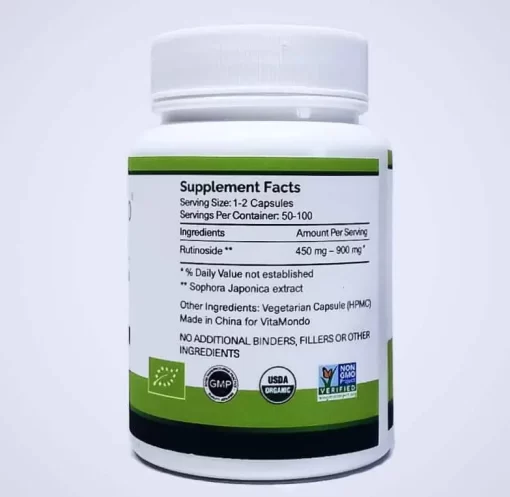 Organic Rutin Supplement 98%: 500 mg × 100 Capsules – Heart & Vein Health - Image 3